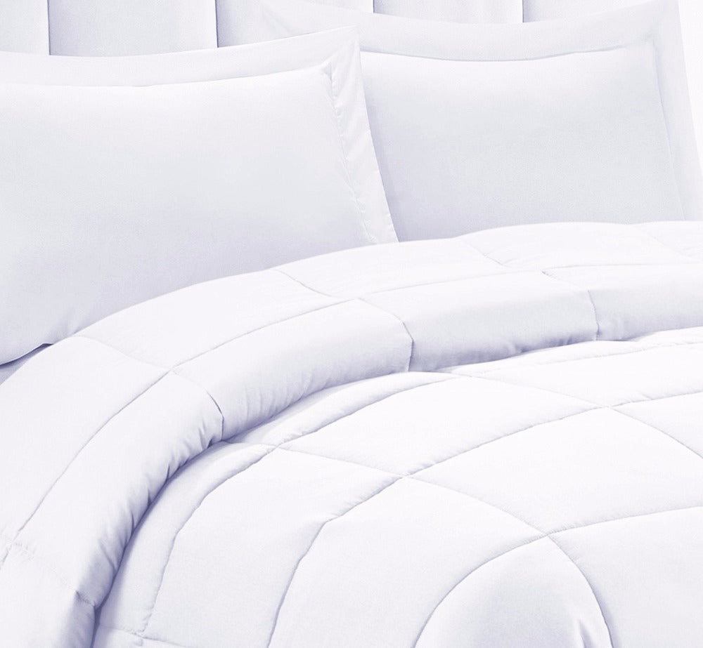 White Microfiber Comforter - Double Fill, All Season Cozy