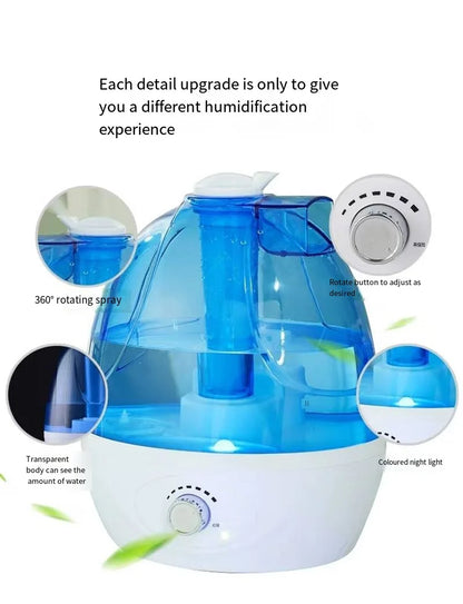 Cold Mist Humidifier - 360° Nozzle for Baby & Home