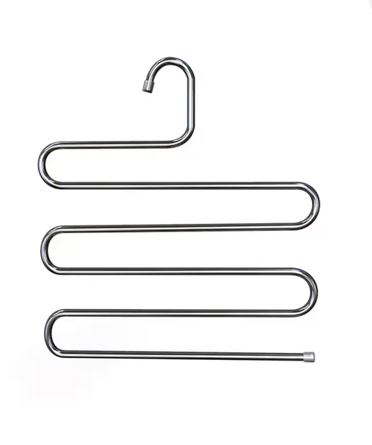 Stainless Steel S-Shaped Pants Hanger - 5 Layer Non-Slip Rack
